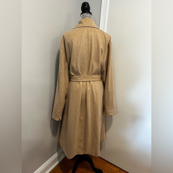 NWOT POLO Ralph Lauren Women Sz16 Wool Blend Camel Belted Open Front Trench Coat - Picture 2 of 16